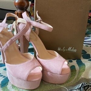 Pink platform high heel Sandals with ankle strap